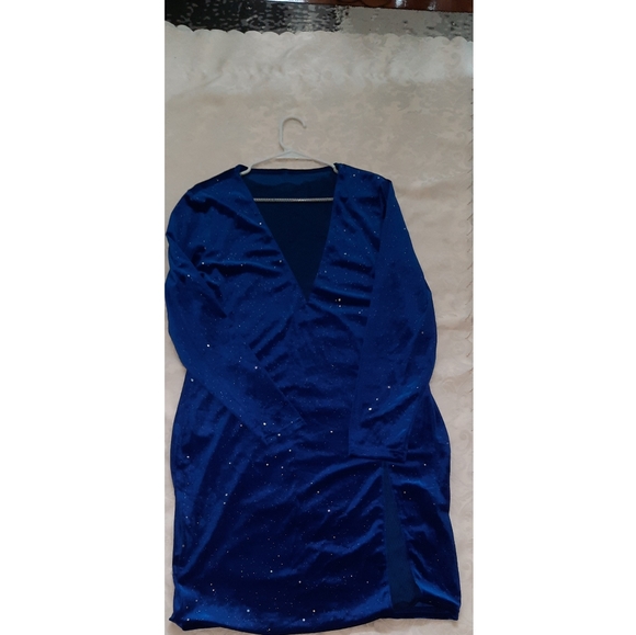 Navy Blue Velvet Dress 2XL - Picture 4 of 4